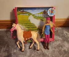 Barbie Doll & Horse Playset, Blonde Hair with Riding Accessories & Box