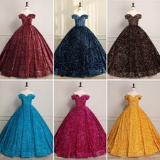 Luxurious Off Shoulder Ball Gown Quinceanera Dress Sequin Pleated Floor Length