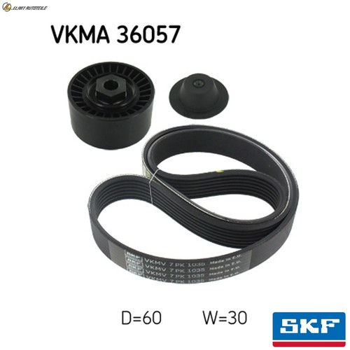 Vkma 36057 ribbed belt kit - v-ribbed,