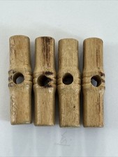 WOODEN TOGGLE BUTTONS -  70’s 80’s 1 Hole x 4 Good Condition