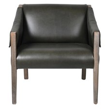 Genuine Leather Olive Green Armchair 
