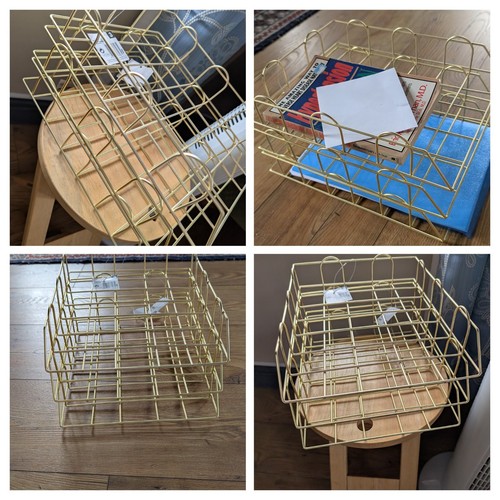 Gold tone wire letter trays - wire,