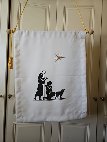 Church hanging banner - banner, white