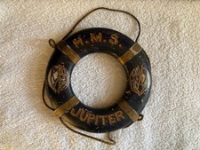 WW1 HMS Jupiter Battleship Souvenir Life Ring Photograph Frame Trench Art
