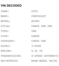 2002 chevy astro - 2002, van