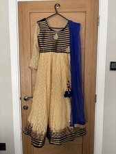 Gold/blue Churidar Indian