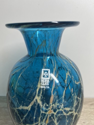 Mdina glass vase turquoise - glass,