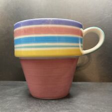 Whittard of Chelsea Multicoloured Horizontally Striped Tapered Handpainted Mug 