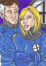 Marvel Heroes & Villains Sketch Card drawn by Juan Fontanez - Fantastic 4