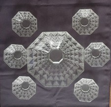 VERLYS, very nice set consisting of 1 cup and 6 cups "Les Triangles Perlés