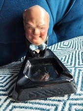 Antique Winston Churchill pottery ashtray Doulton deco bust vintage WWII art war