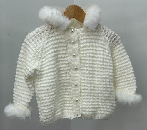 Knitted baby jacket off - knitted, white