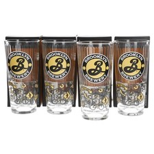 Brooklyn Pilsner New Pint Glasses set of 4 Collectable Pub Bar Mancave