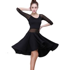 Women Latin Dance Dress Ballroom Tango Swing Salsa Dancewear Practice Black UG