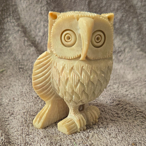 Wood owl figurine ornament - owl,