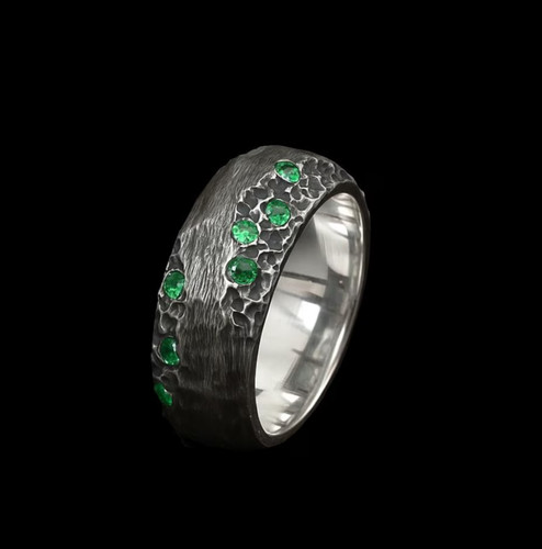 Emerald men signet ring - emerald,