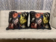 Feather Cushions Floral and Green Velvet 55cm x 55cmm