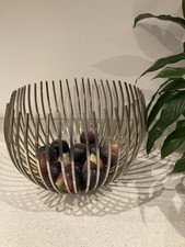Designer Large Stainless Steel Rib Fruit Bowl Centrepiece 