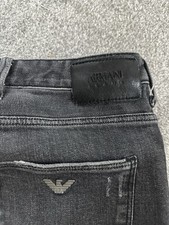 Armani Jeans Men Distressed Dark Grey/washed Out Black Style Jeans Size 34W 34L