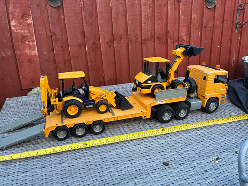 Bruder low loader and two - two, jcb