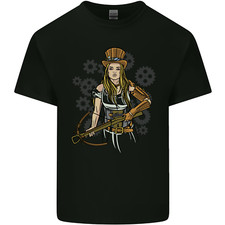 A Steampunk Woman With a Crossbow Kids T-Shirt Childrens