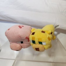 Minecraft Ocelot & Pig Soft Toys Plush Figures x2 Kids Bedroom/Display
