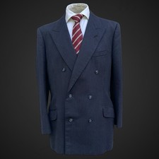 VTG Bespoke Men’s Suit Jacket 40R Blazer Double Breasted Scabel Wool Pinstripe