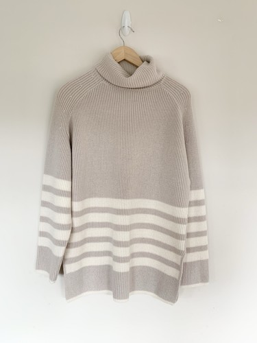 Oversized beige cream striped - cream,