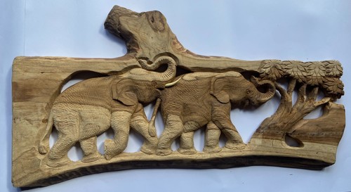 Elephants carved reclaimed - carved,