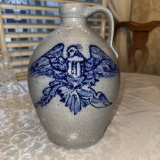 RARE LARGE ROWE POTTERY Works JUG CROCK stoneware ETHAN ALLEN Furniture EAGLE