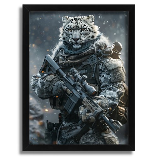 Snow leopard soldier wall art - snow,