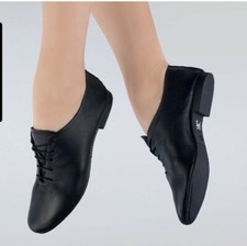 Jazz Dance Shoes Black Leather Modern Laces Unisex Irish Dancing Shoe Child Size