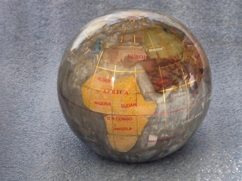 World globe glass paperweight - world,