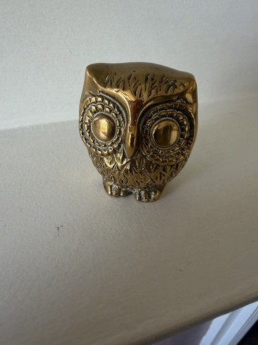Vintage solid brass owl - vintage,