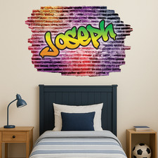 Kids Personalised Name Sticker GRAFFITI Bedroom Wall Art Decal Boys Girls