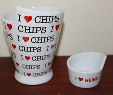 Heinz I Love Chips Cone with Matching Sauce Pot Official Merchandise Ceramic A