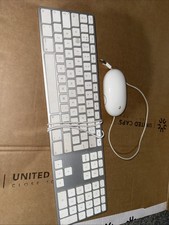 Apple wired keyboard & mouse A1243 A1152 UK QWERTY layout tested fully working