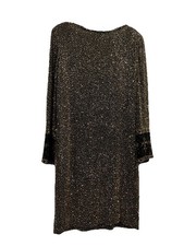 Vintage Bob Mackie Gold Chain Mail Dress Fleur De Lis Sleeve Low Back Sz 12