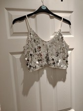 ladies silver glitter vest top size 12(used)