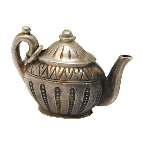 Sterling silver teapot charm - silver,