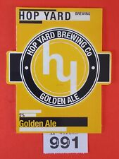 Beer Pump Clip Badge   Hop Yard Brewing    Sussex    Golden Ale