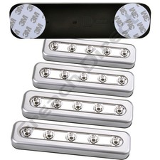 4X SILVER 5 LED STRIP PUSH
