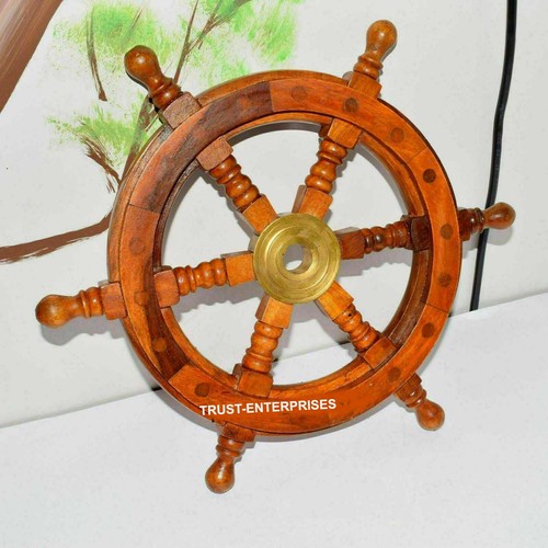 Brass nautical wooden ship - nautical,