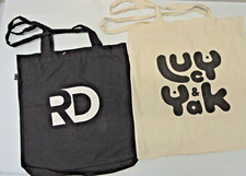 2x Earth Positive Cotton Canvas Tote Bag Lucy & Yak RD Black Beige Spell Out ECO