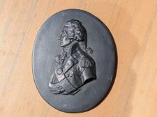 Antique 19th Century Black Basalt Wedgwood Portrait Lord Nelson Medallion