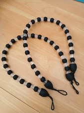 Pair of Black and Crystal Curtain Tie Backs with Hooks Set of 2