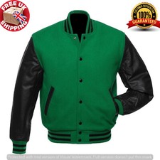 Green Pure Wool Varsity