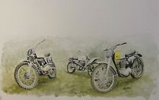 Triumph Metisse  Greeves Challenger BSA Victor Watercolour Print Andy Crabb #071