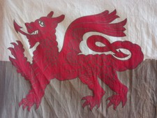 Antique Welsh Flag on original wooden pole / Y Ddraig Goch