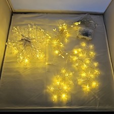 Christmas Snowflake Curtain Lights LED Big Snowflakes with Stars Warm White